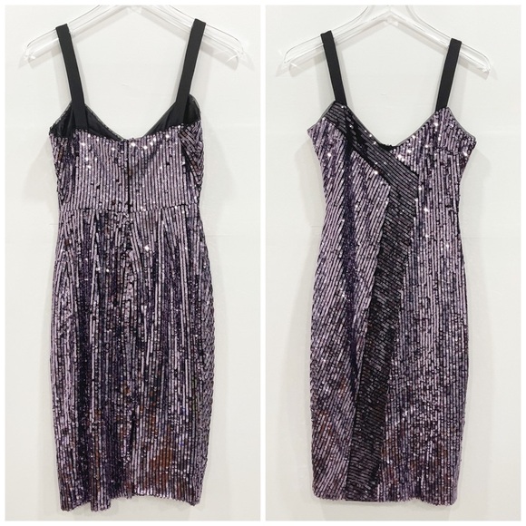 Parker Beau Sequin Combo Cocktail Sheath Dress Size 0 Evening Formal - Picture 4 of 10
